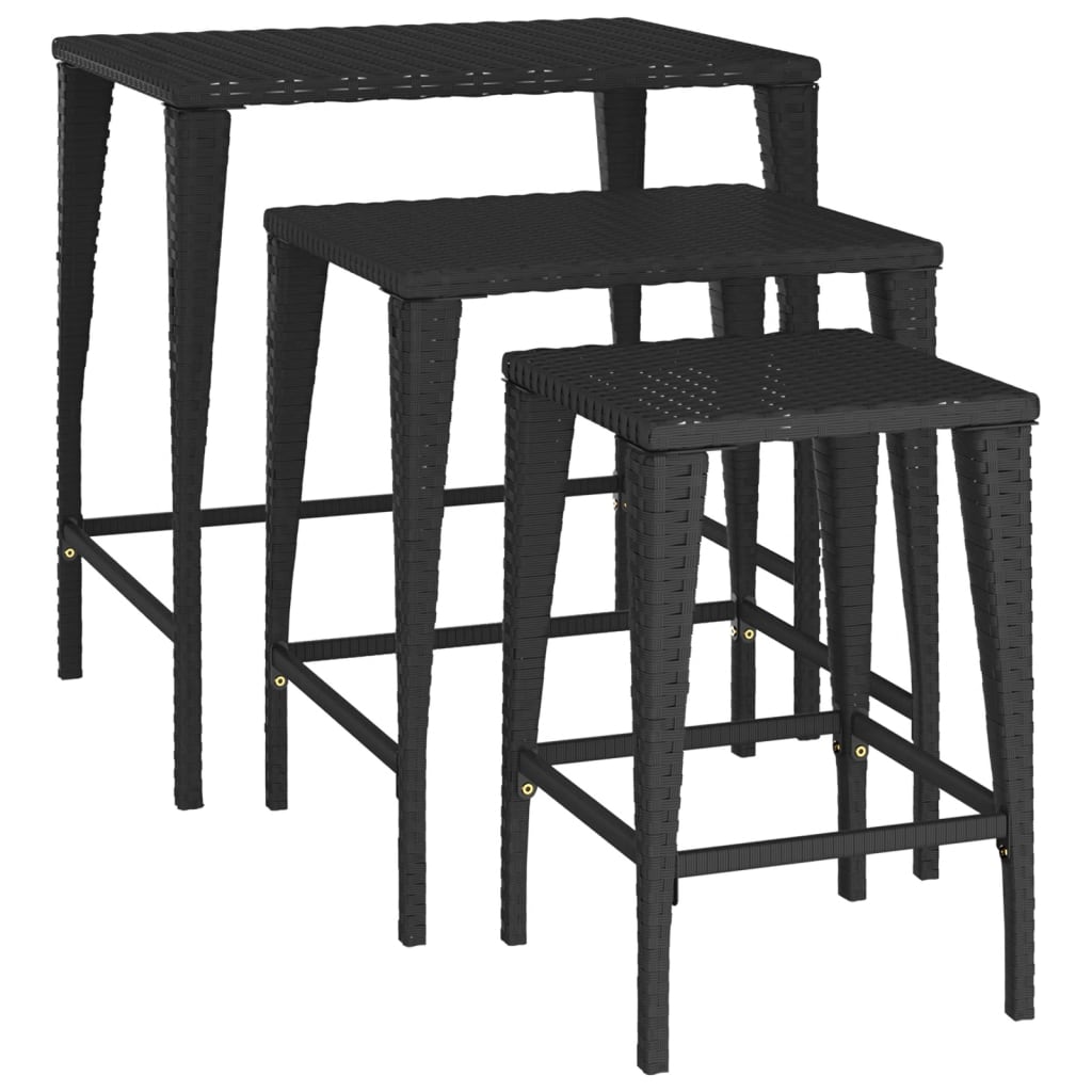 8721158659934_g_en_hd_3 vidaXL Garden Nesting Tables 3 pcs Black Poly Rattan - Image 5