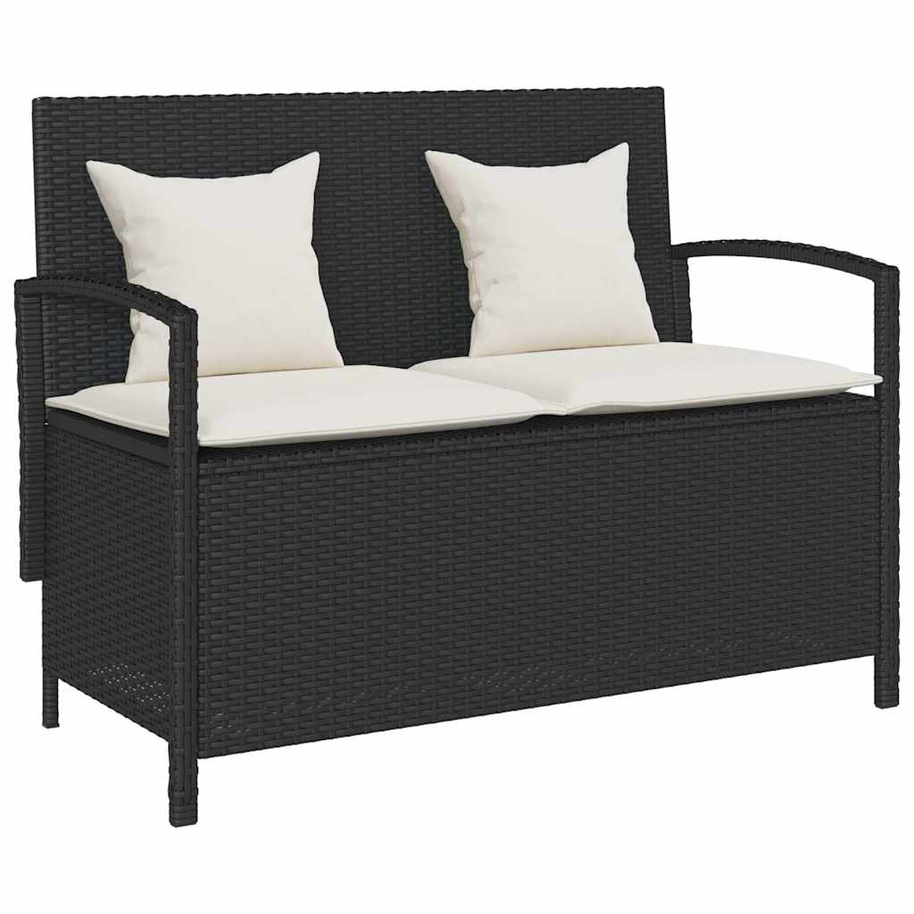 8721158666574_a_en_hd_1 vidaXL Garden Storage Bench with Cushion Black Poly Rattan - Image 1