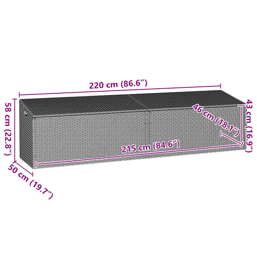 8721158667090_g_en_hd_10 vidaXL Garden Storage Box Grey 220x50x58 cm Poly Rattan - Image 11