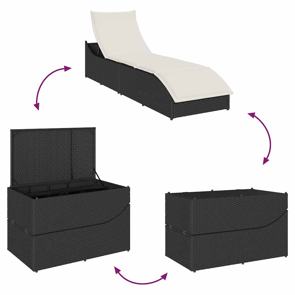 8721158667267_g_en_hd_8 vidaXL Folding Sun Lounger with Cushion and Storage Black Poly Rattan - Image 9