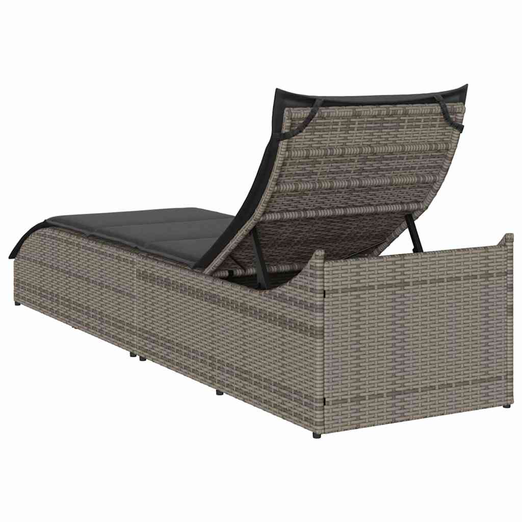 8721158667281_g_en_hd_6 vidaXL Folding Sun Lounger with Cushion and Storage Grey Poly Rattan - Image 7