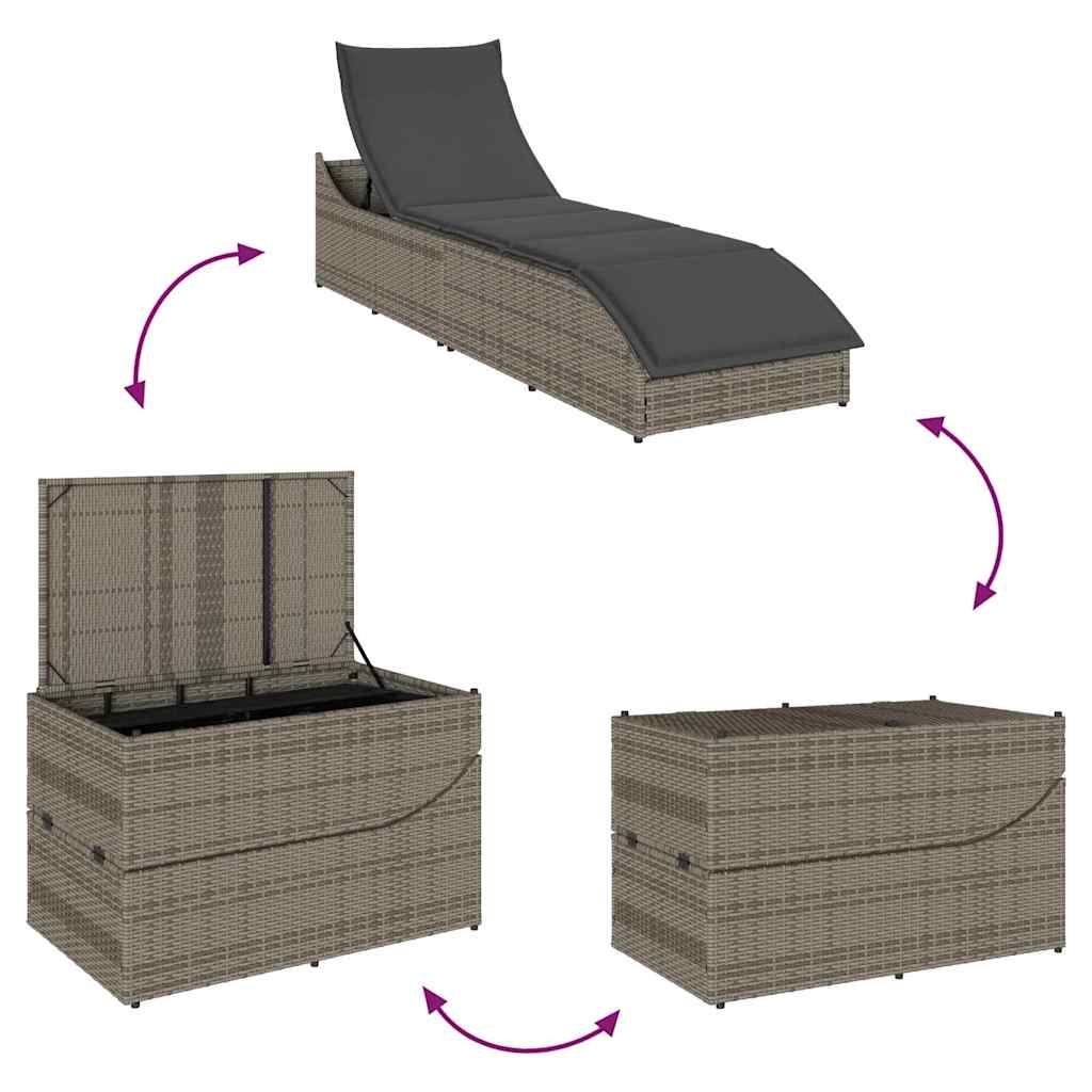 8721158667281_g_en_hd_8 vidaXL Folding Sun Lounger with Cushion and Storage Grey Poly Rattan - Image 9