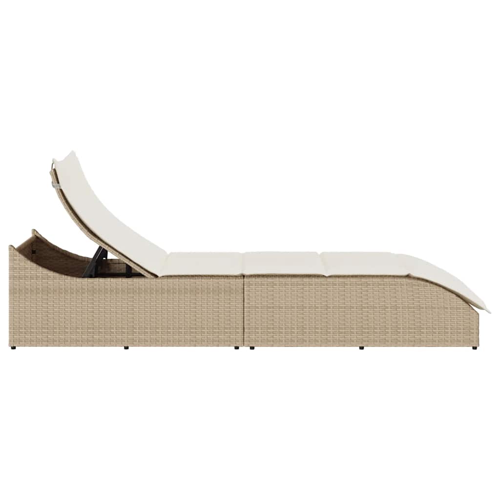 8721158667304_g_en_hd_5 vidaXL Folding Sun Lounger with Cushion and Storage Beige Poly Rattan - Image 6