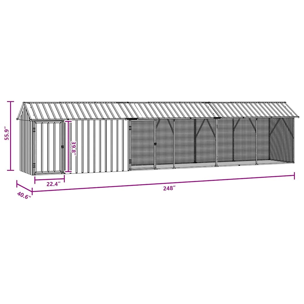 8721158673558_wbg-siz_en_hd_1 vidaXL Bird Cage Anthracite 630 x 103 x 142 cm Galvanised steel - Image 10