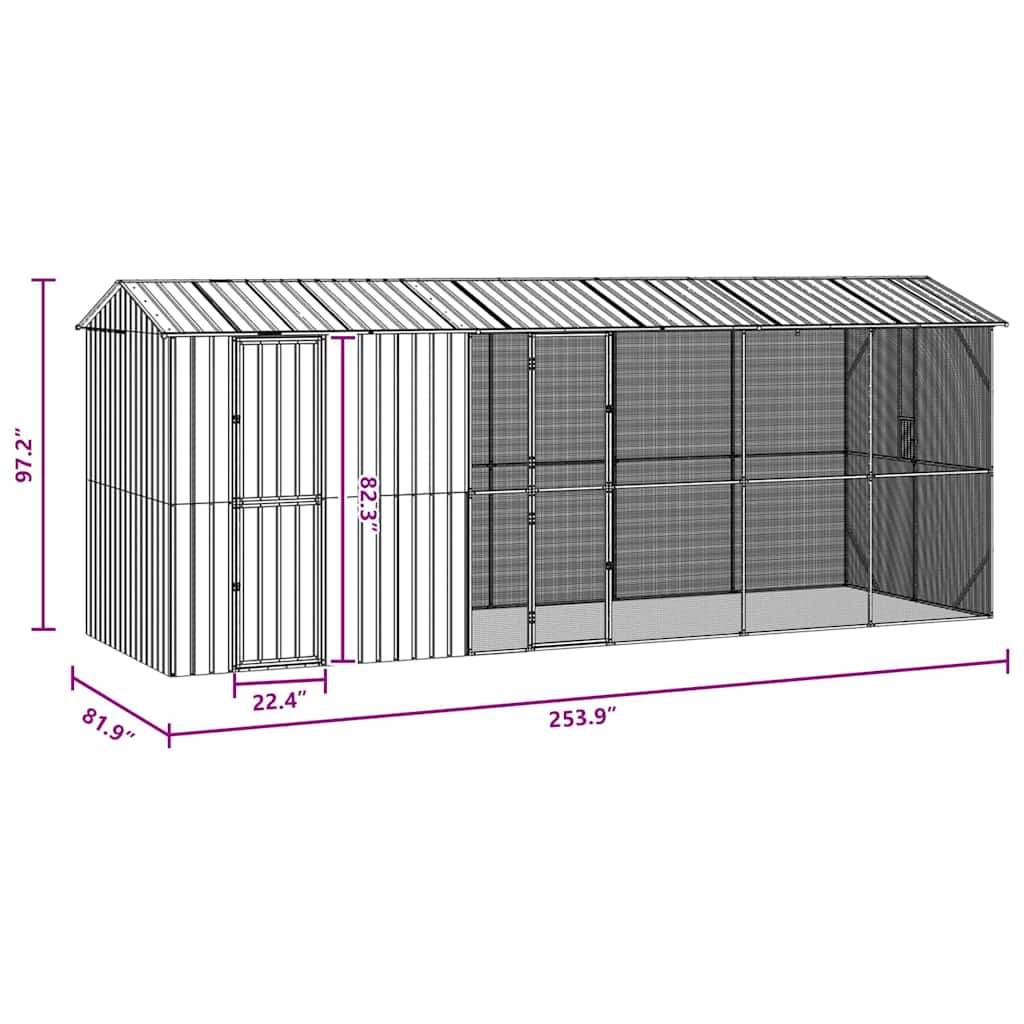 8721158673633_wbg-siz_en_hd_1 vidaXL Bird Cage Anthracite 645 x 208 x 247 cm Galvanised steel - Image 9