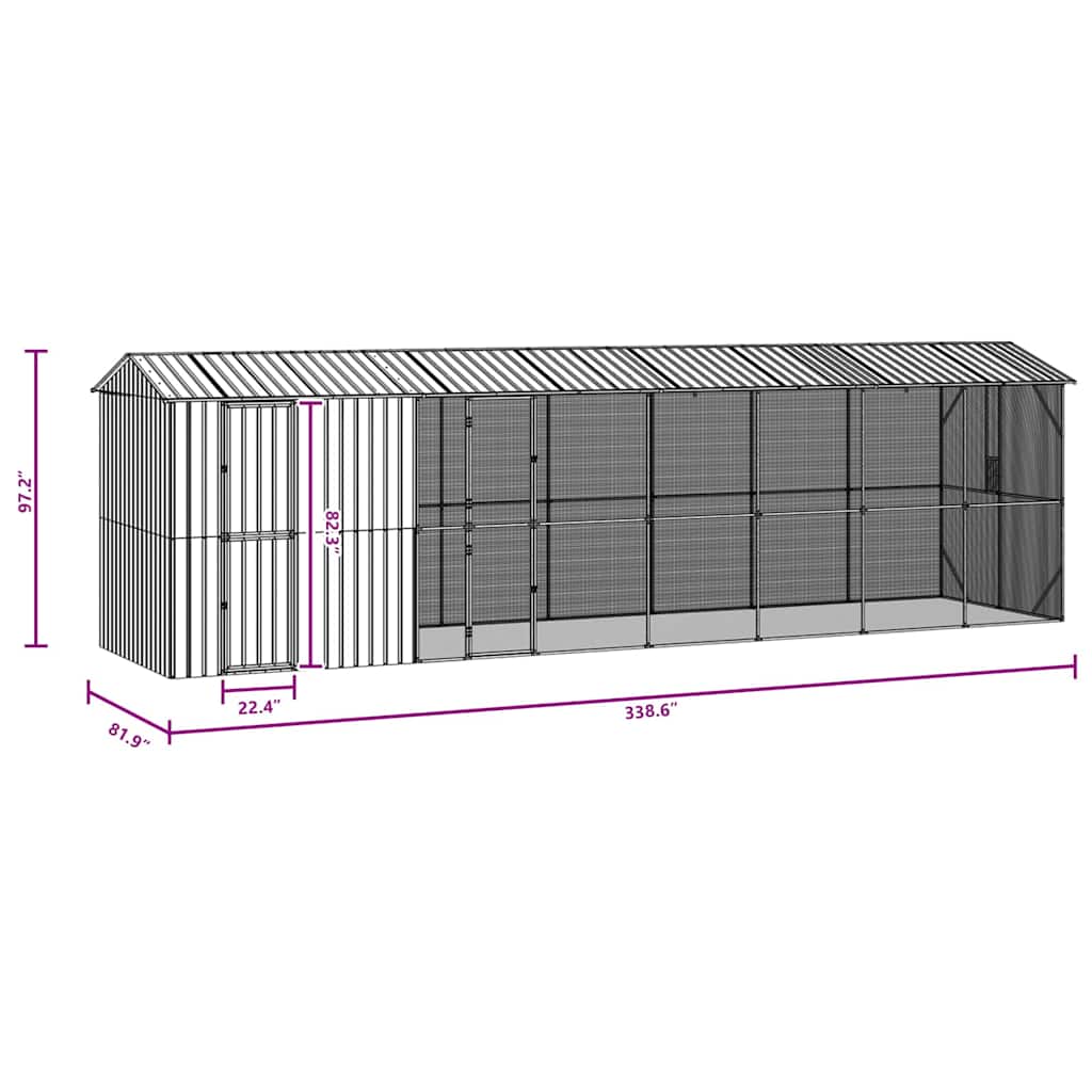 8721158673640_wbg-siz_en_hd_1 vidaXL Bird Cage Anthracite 860 x 208 x 247 cm Galvanised steel - Image 9