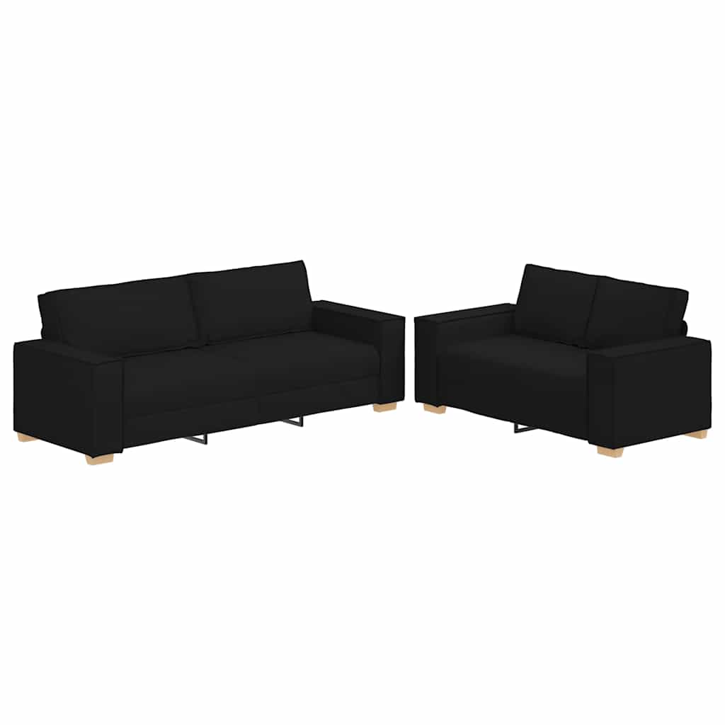 8721158678720_a_en_hd_1 vidaXL 2 Piece Sofa Set with Cushions Black Fabric - Image 2