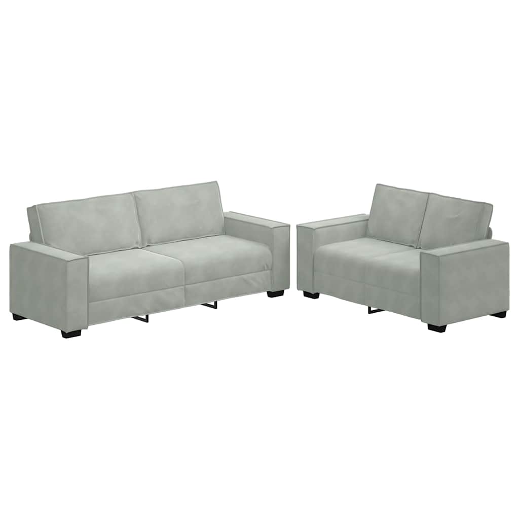 8721158678799_a_en_hd_1 vidaXL 2 Piece Sofa Set with Cushions Light Grey Velvet - Image 2
