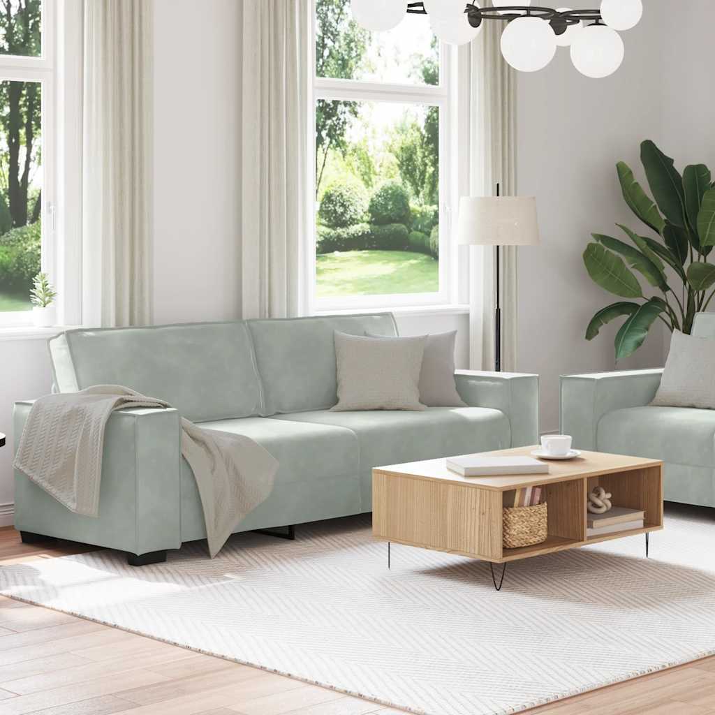 8721158678799_g_en_hd_1 vidaXL 2 Piece Sofa Set with Cushions Light Grey Velvet - Image 3