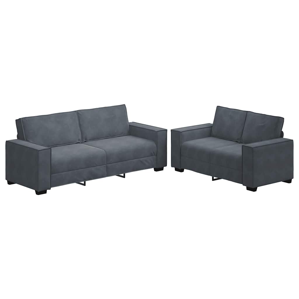 8721158678805_a_en_hd_1 vidaXL 2 Piece Sofa Set with Cushions Dark Grey Velvet - Image 2