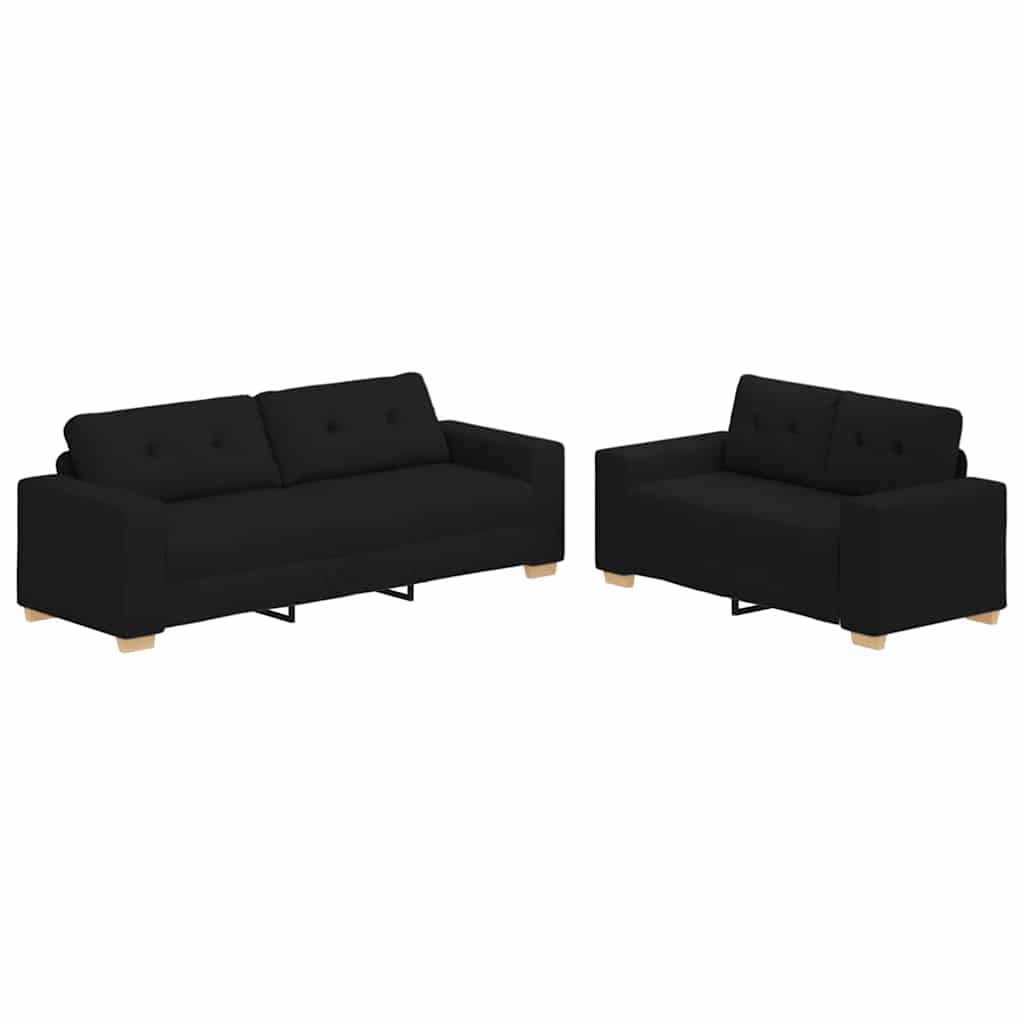 8721158678911_a_en_hd_1 vidaXL 2 Piece Sofa Set with Cushions Black Fabric - Image 2