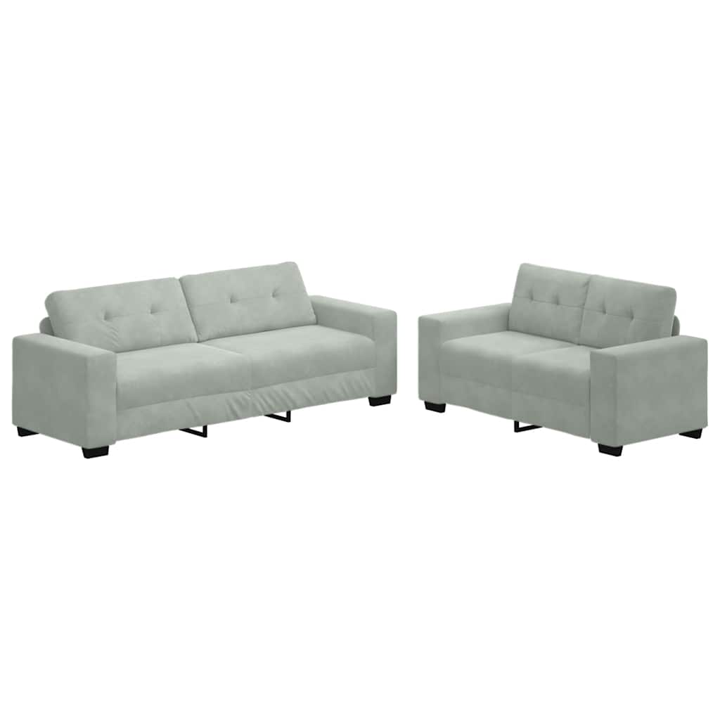 8721158679000_a_en_hd_1 vidaXL 2 Piece Sofa Set with Cushions Light Grey Velvet - Image 2
