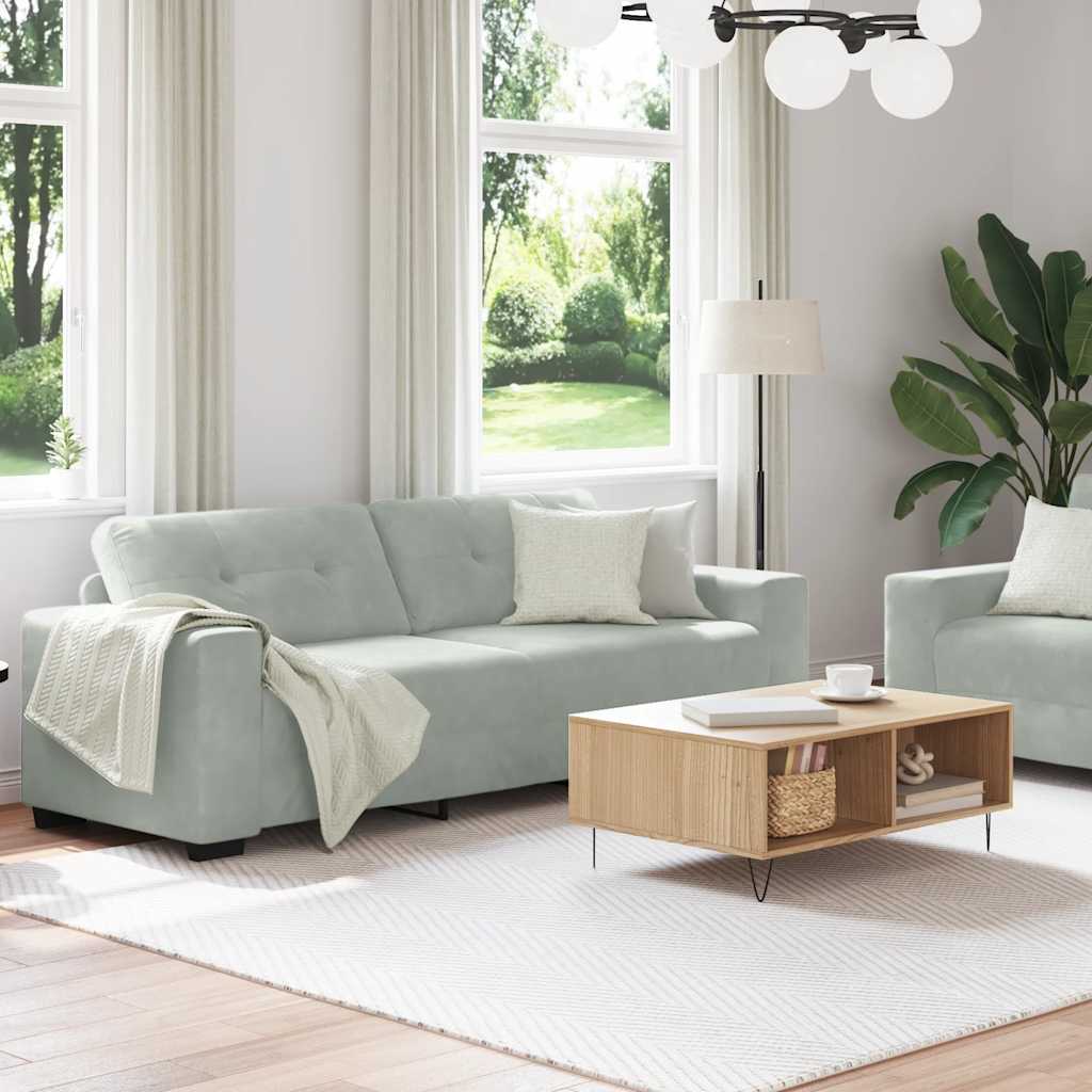 8721158679000_g_en_hd_1 vidaXL 2 Piece Sofa Set with Cushions Light Grey Velvet - Image 3