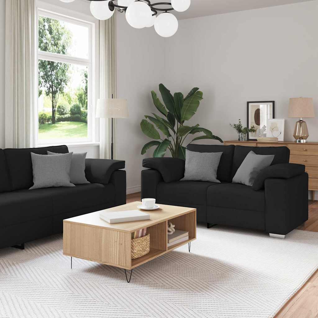 vidaXL Sofa Set 2 pcs Black 219 x 77 x 82 cm Fabric