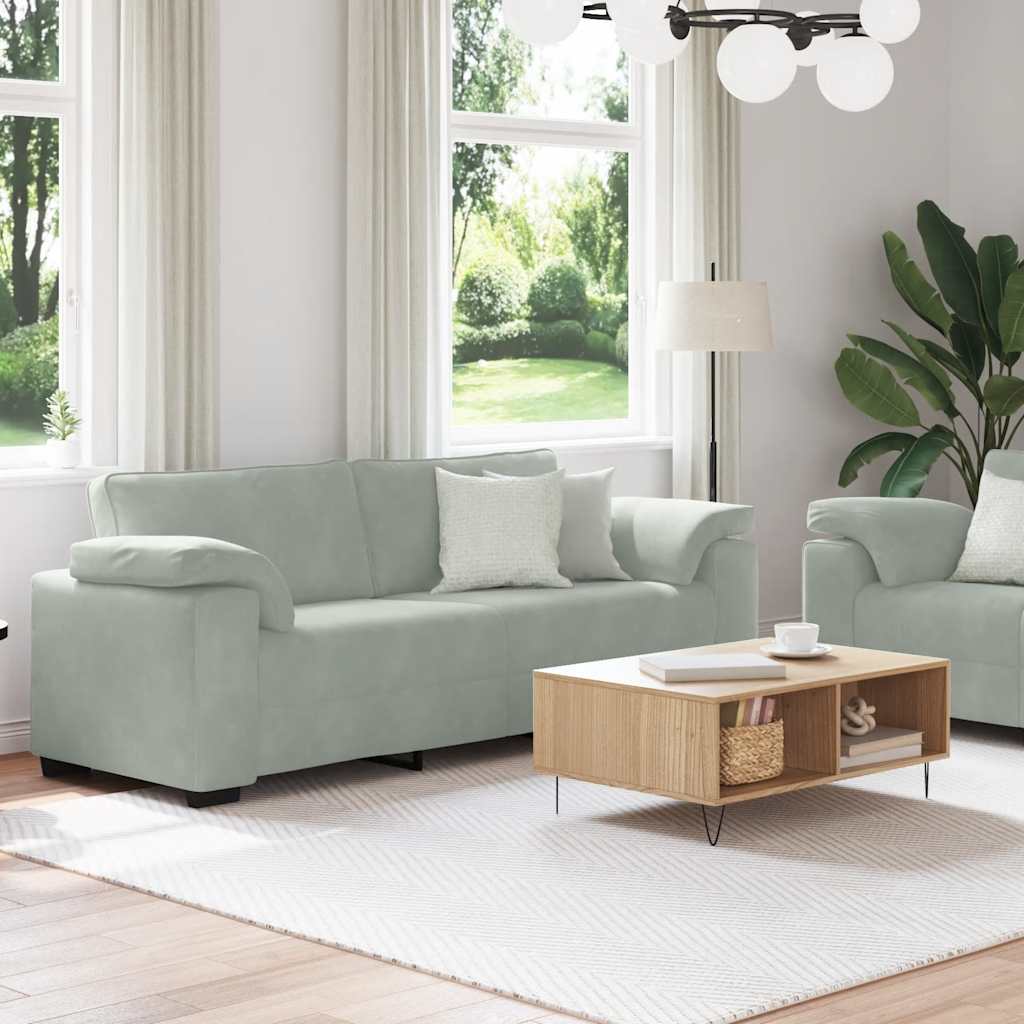 8721158679284_g_en_hd_1 vidaXL 2 Piece Sofa Set with Cushions Light Grey Velvet - Image 3