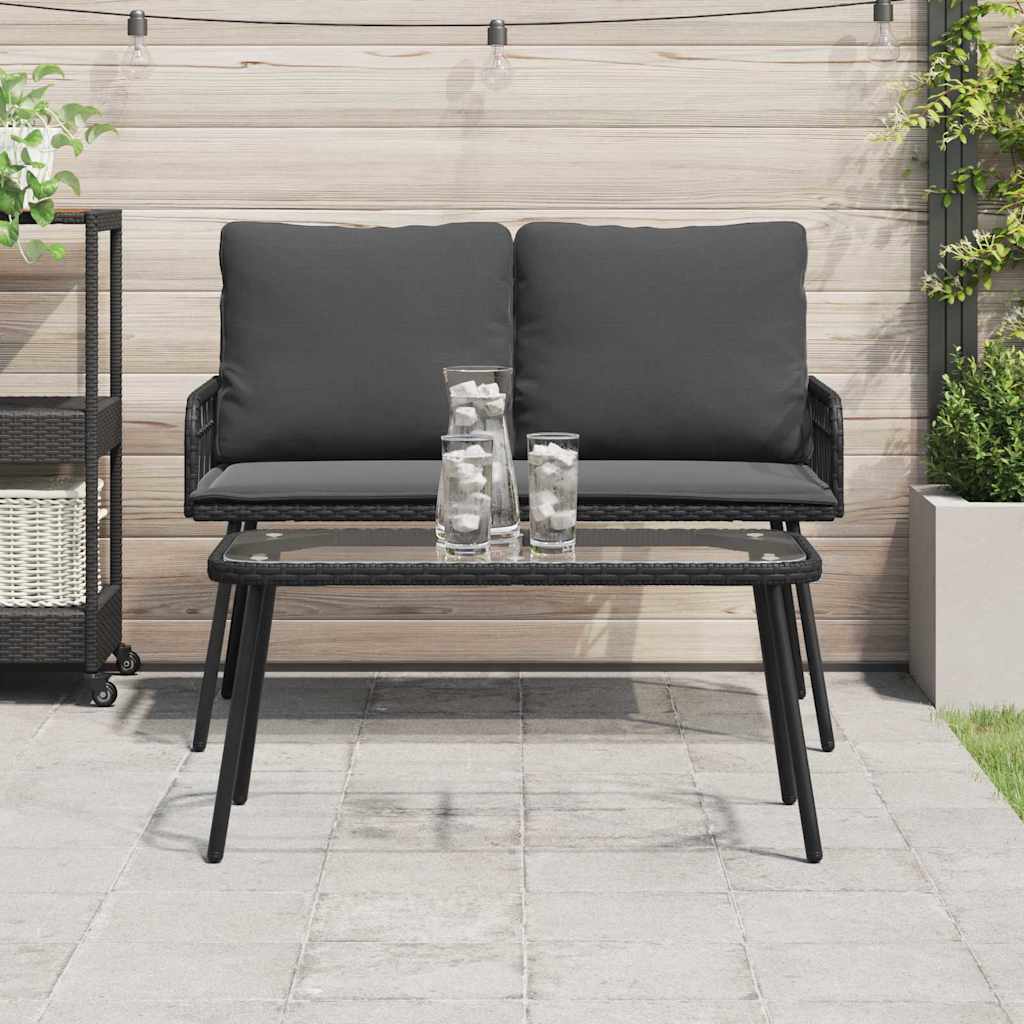 8721158710963_mo-im_en_hd_2 vidaXL Coffee Table Black 90 x 45 x 43 cm Poly Rattan and glass - Image 4