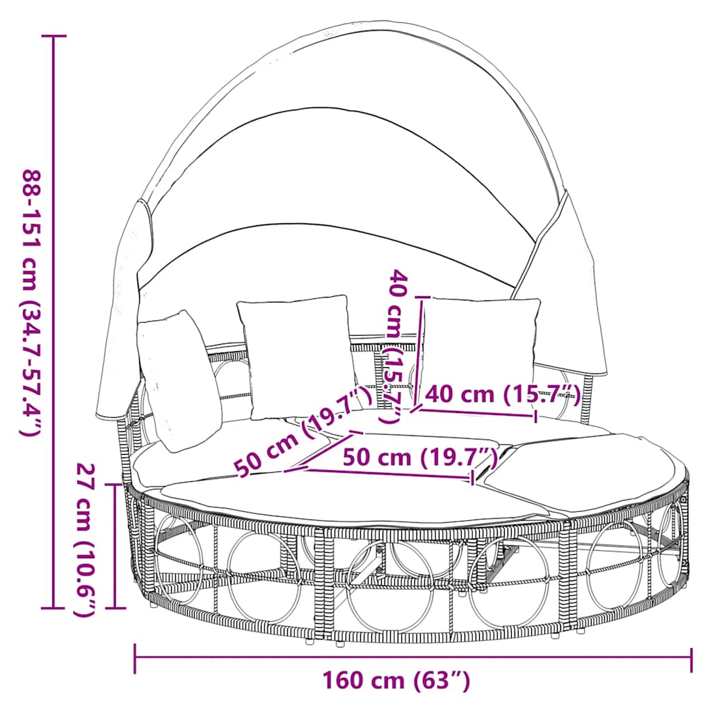 8721158713773_g_en_hd_10 vidaXL Outdoor Lounge Bed with Canopy and Cushions Black Poly Rattan - Image 12