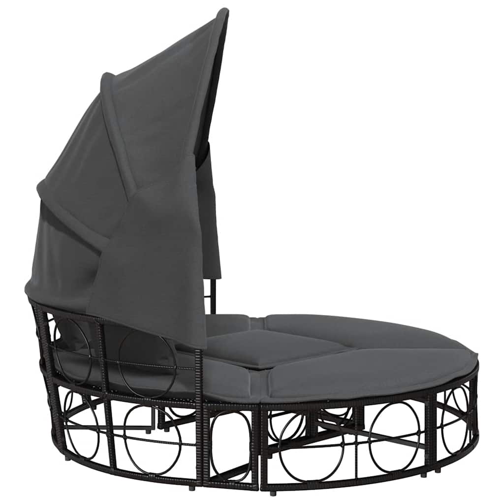 8721158713773_g_en_hd_5 vidaXL Outdoor Lounge Bed with Canopy and Cushions Black Poly Rattan - Image 7