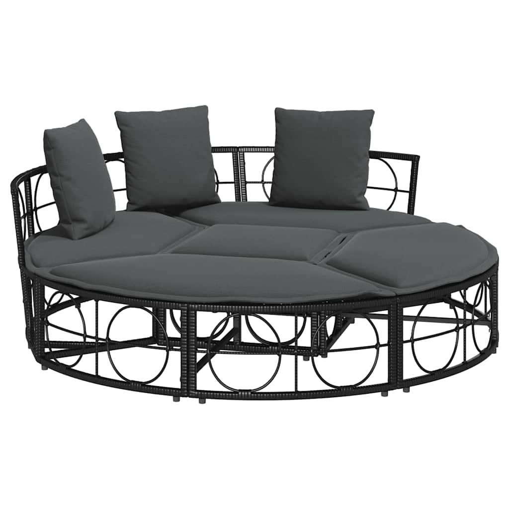 8721158713797_a_en_hd_1 vidaXL Outdoor Lounge Bed without Canopy Black Poly Rattan - Image 2