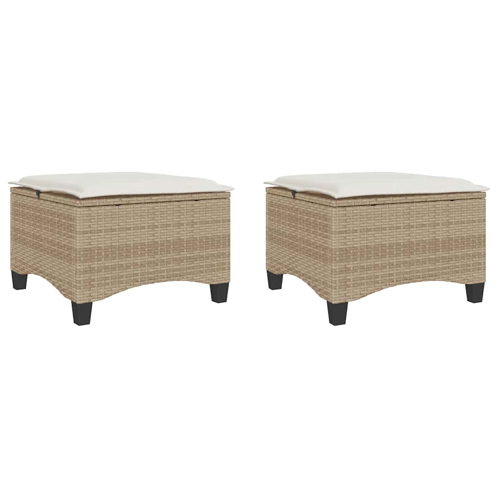 8721158713933_a_en_hd_1 vidaXL Garden Stools with Cushions 2 pcs Beige 55x55x36 cm Poly Rattan - Image 2