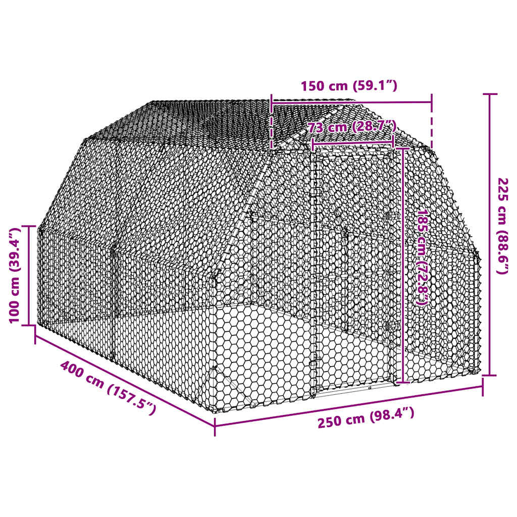 8721158714350_g_en_hd_7 vidaXL Chicken Run 2.5x4x2.25 m Galvanised Steel - Image 8
