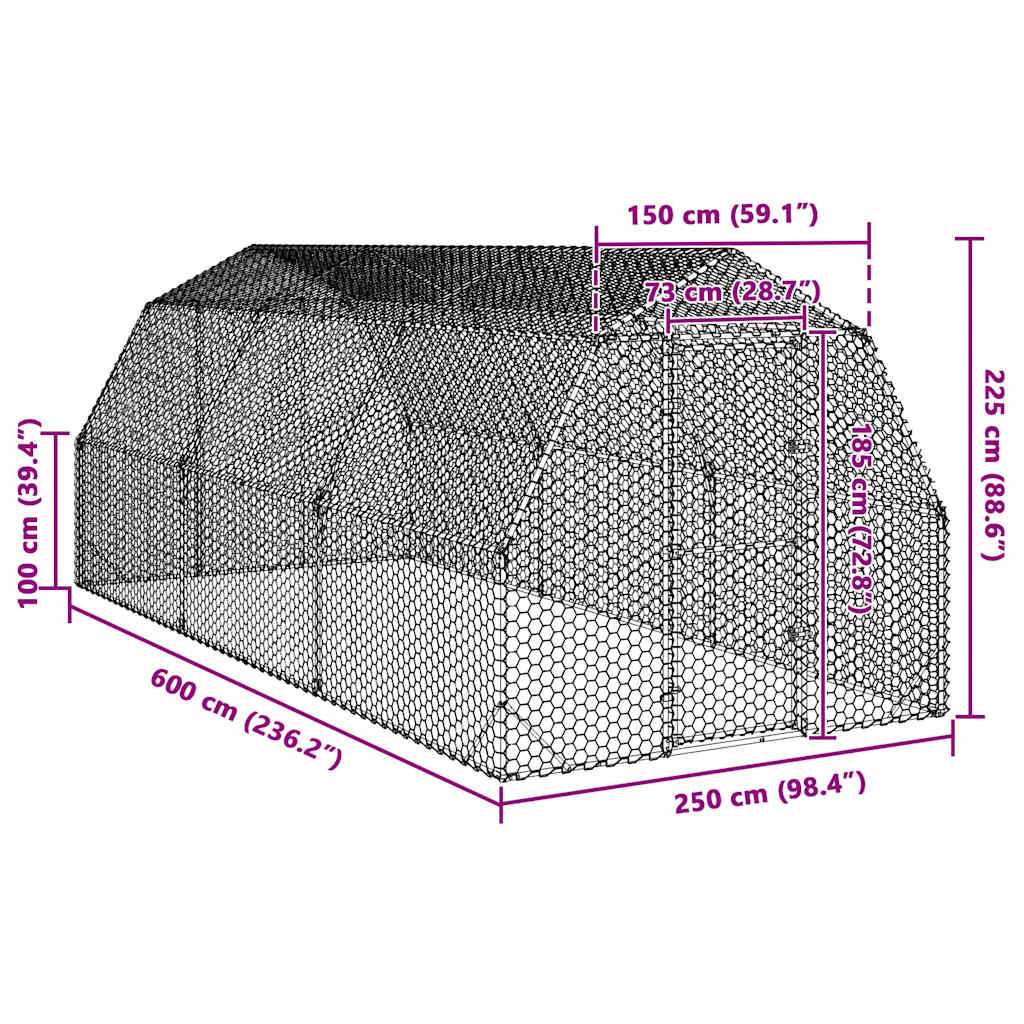 8721158714367_g_en_hd_7 vidaXL Chicken Run 2.5x6x2.25 m Galvanised Steel - Image 8