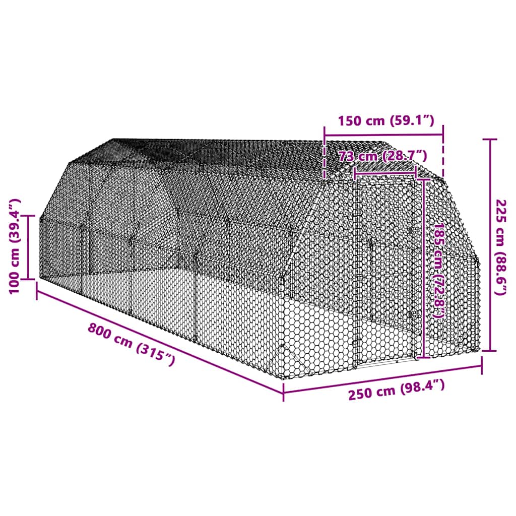 8721158714374_g_en_hd_7 vidaXL Chicken Run 2.5x8x2.25 m Galvanised Steel - Image 8