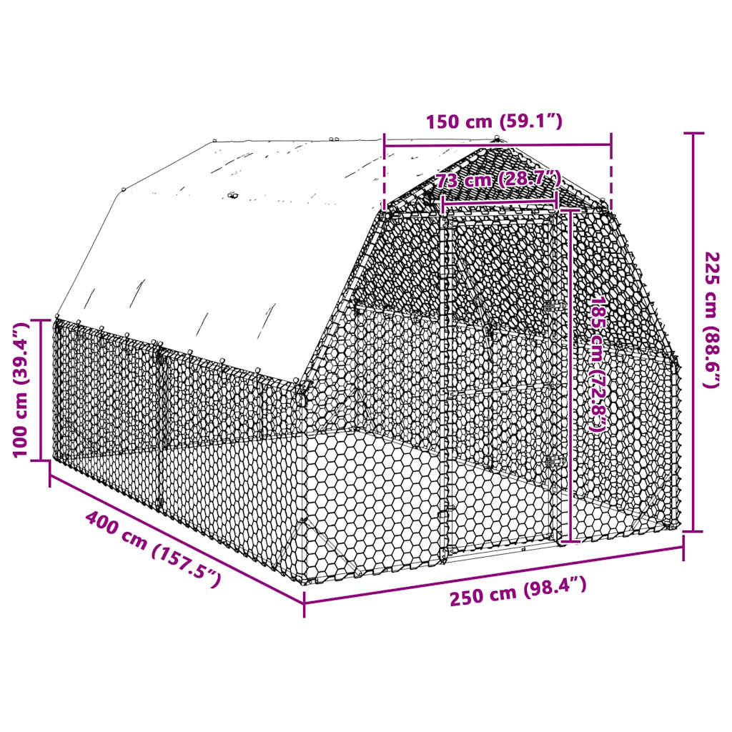 8721158714404_g_en_hd_7 vidaXL Chicken Run with Roof 2.5x4x2.25 m Galvanised Steel - Image 8