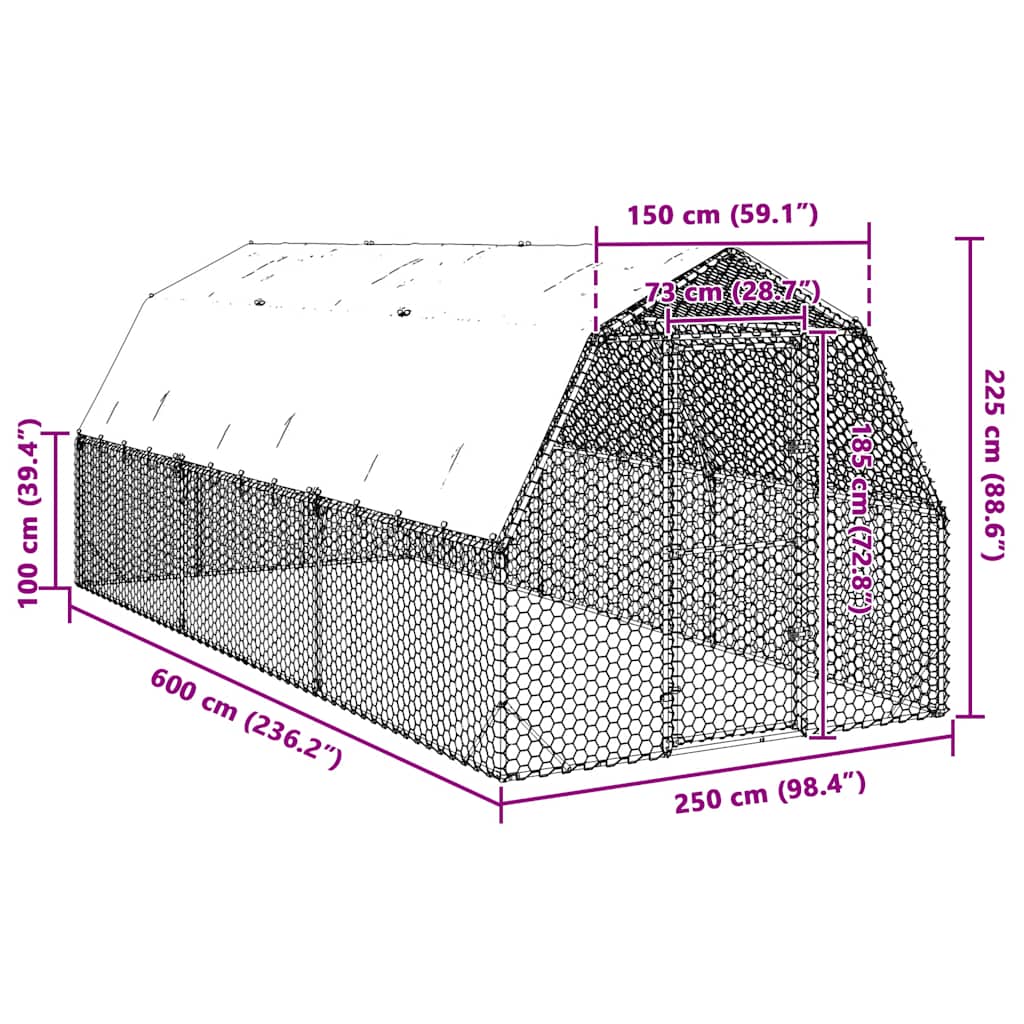 8721158714411_g_en_hd_7 vidaXL Chicken Run with Roof 2.5x6x2.25 m Galvanised Steel - Image 8