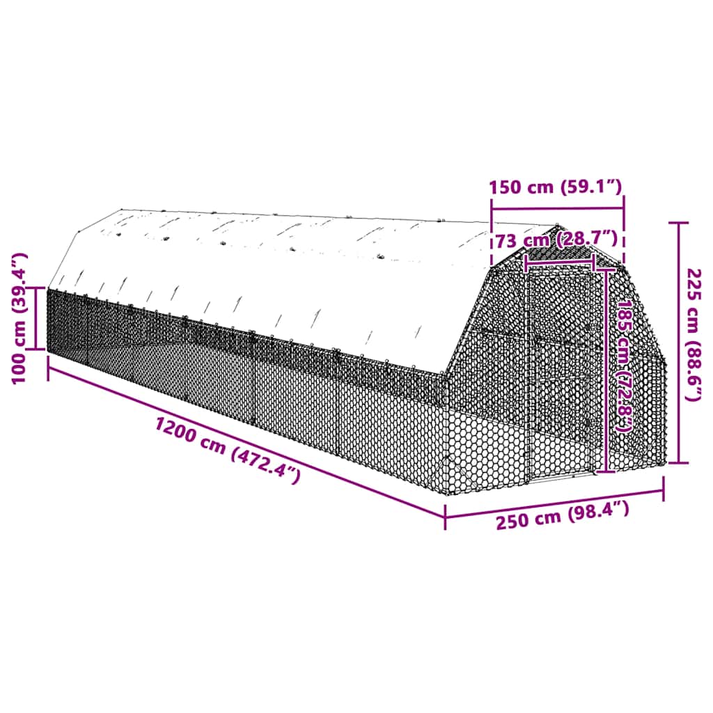 8721158714442_g_en_hd_7 vidaXL Chicken Run with Roof 2.5x12x2.25 m Galvanised Steel - Image 8