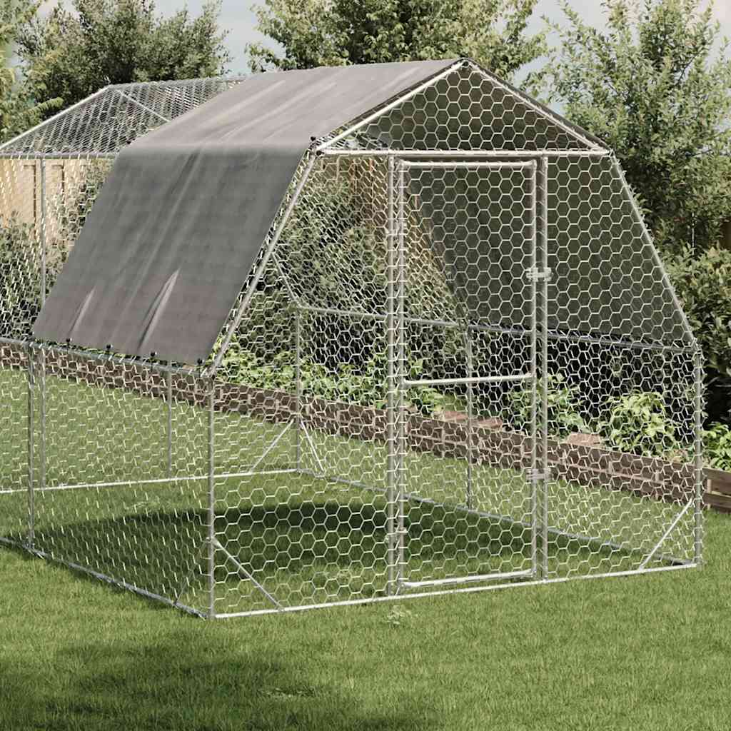 8721158714459_g_en_hd_1 vidaXL Chicken Run with Roof 2.5x4x2.25 m Galvanised Steel - Image 2