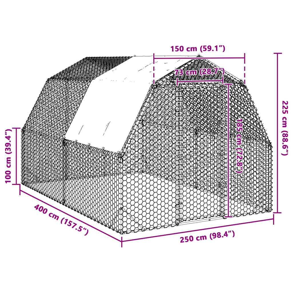 8721158714459_g_en_hd_7 vidaXL Chicken Run with Roof 2.5x4x2.25 m Galvanised Steel - Image 8