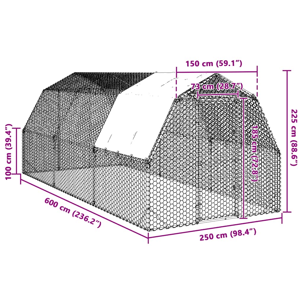 8721158714466_g_en_hd_7 vidaXL Chicken Run with Roof 2.5x6x2.25 m Galvanised Steel - Image 8