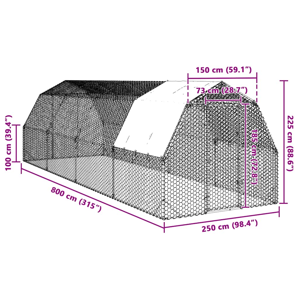 8721158714473_g_en_hd_7 vidaXL Chicken Run with Roof 2.5x8x2.25 m Galvanised Steel - Image 8