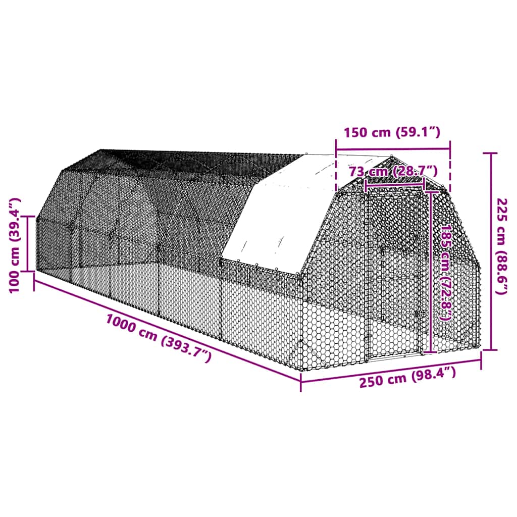 8721158714480_g_en_hd_7 vidaXL Chicken Run with Roof 2.5x10x2.25 m Galvanised Steel - Image 8