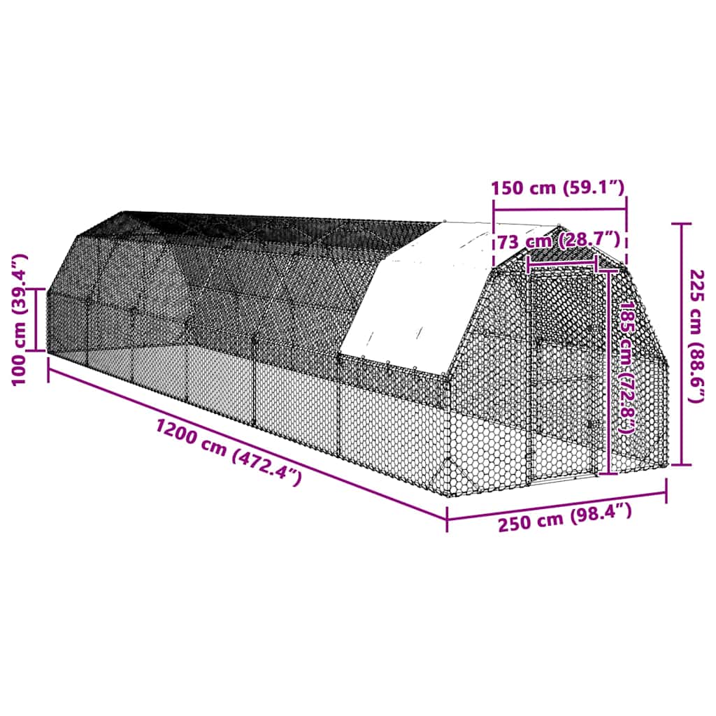 8721158714497_g_en_hd_7 vidaXL Chicken Run with Roof 2.5x12x2.25 m Galvanised Steel - Image 8