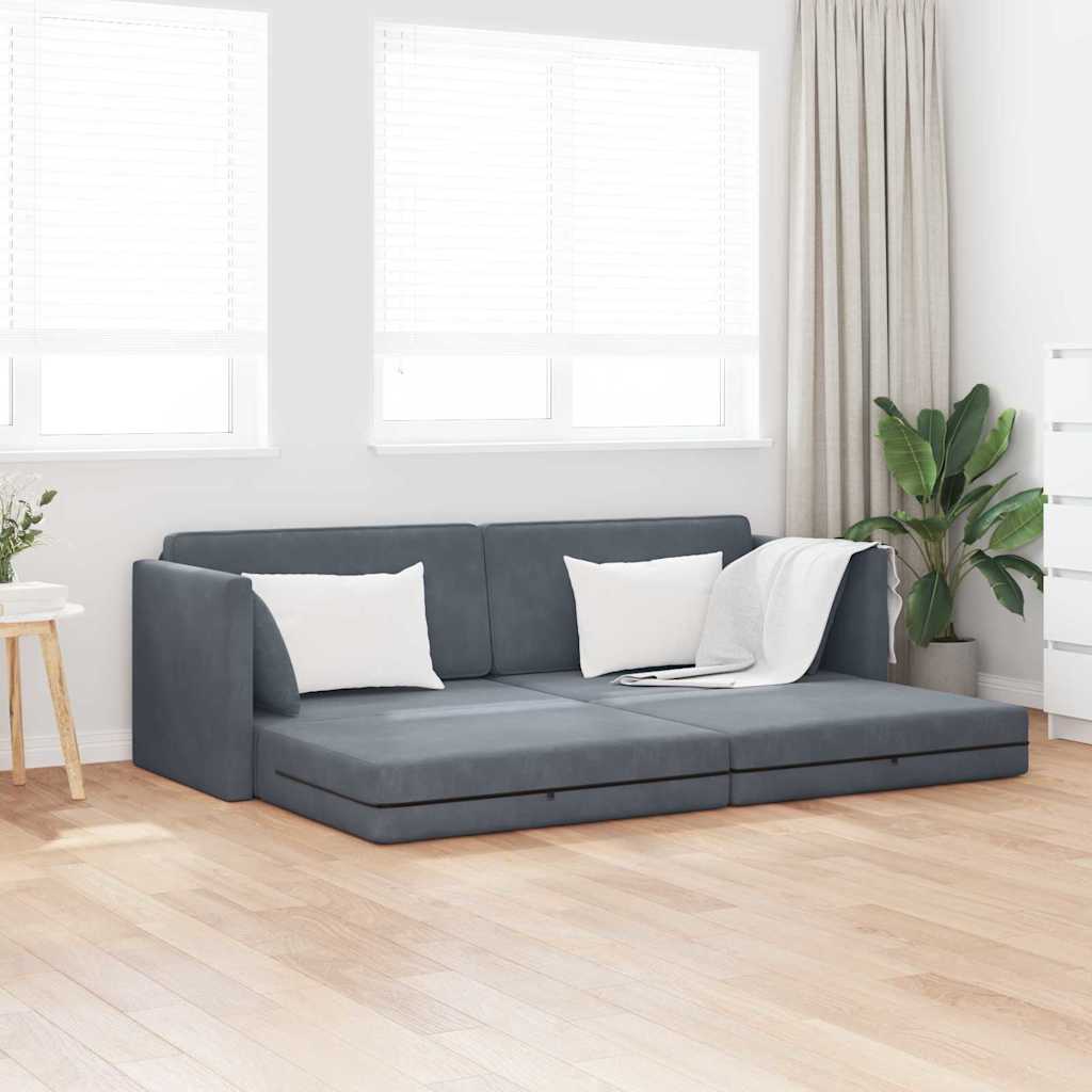 vidaXL Floor Sofa Bed Dark Grey 213 x 76 x 77 cm Velvet