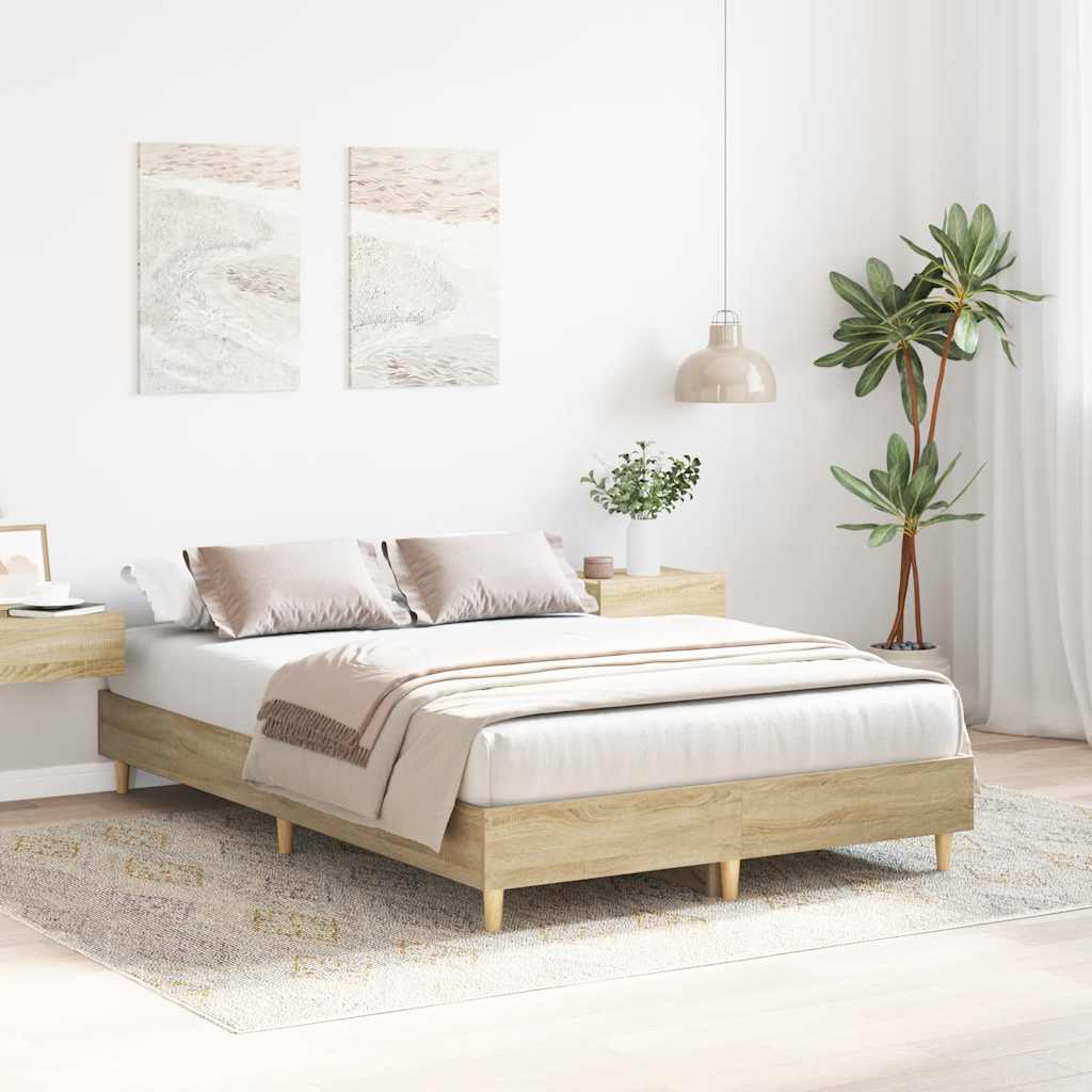 8721158718884_g_en_hd_1 vidaXL Bed Frame No Mattress Sonoma Oak 135x190 cm Engineered Wood - Image 3