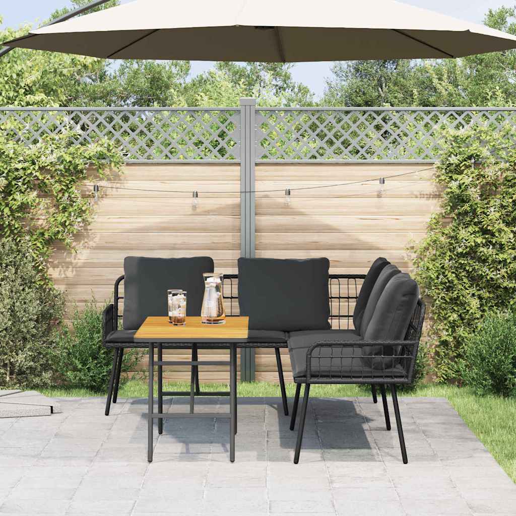vidaXL Garden Sofa Set 2 pcs Black Poly Rattan