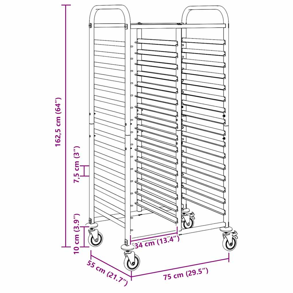 8721158721662_g_en_hd_8 vidaXL Tray Trolley with 32 GN Containers 75x55x162.5 cm Stainless Steel - Image 10