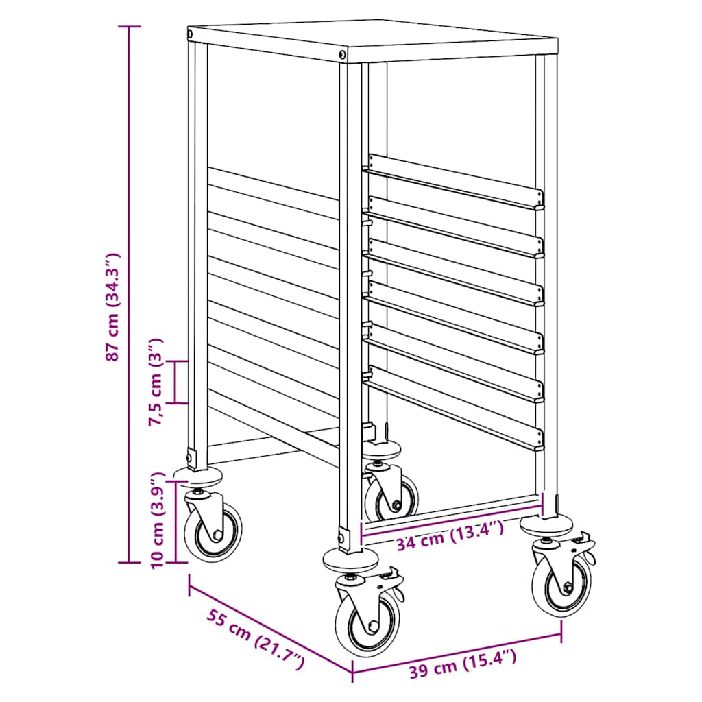 8721158721679_g_en_hd_8 vidaXL Tray Trolley with 6 GN Containers 39x55x87 cm Stainless Steel - Image 10
