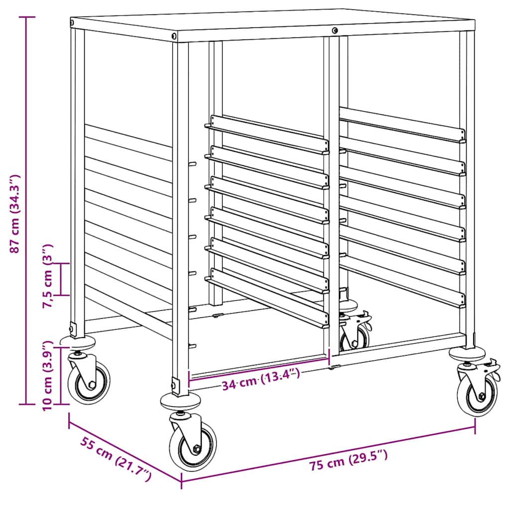 8721158721686_g_en_hd_8 vidaXL Tray Trolley with 12 GN Containers 75x55x87 cm Stainless Steel - Image 10