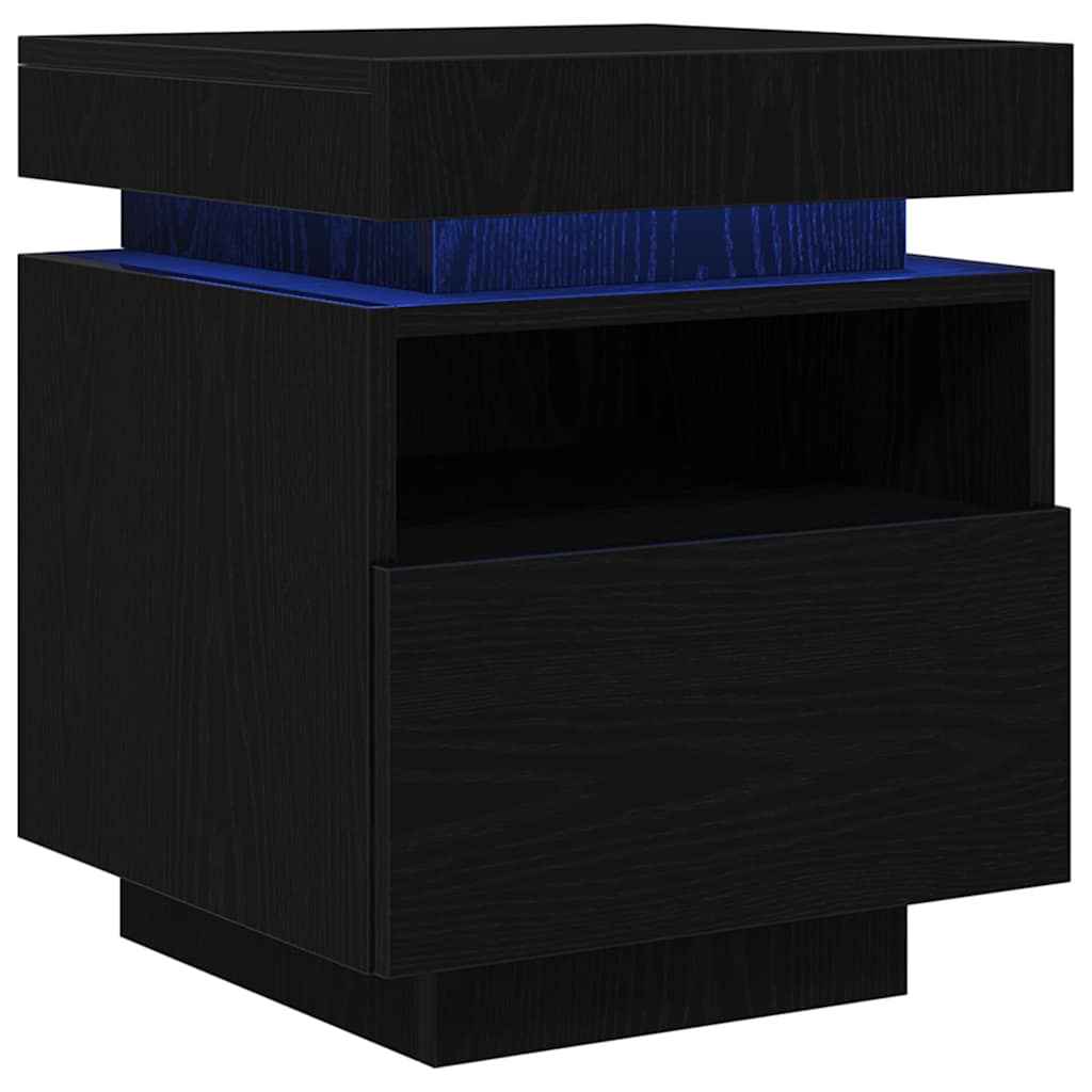 8721158725424_wbg-an_en_hd_1 vidaXL Bedside Cabinet with Drawer 2 pcs Black oak 40 x 39 x 48.5 cm - Image 2