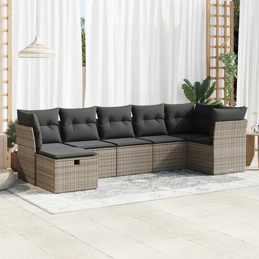 8721158727428_m_en_hd_1 vidaXL 7 Piece Garden Sofa Set with Cushions Grey Poly Rattan - Image 1