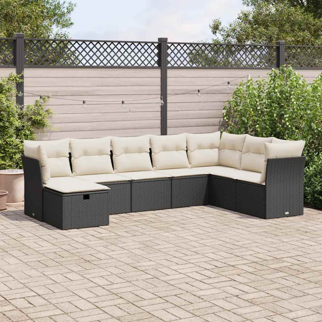 8721158727688_m_en_hd_1 vidaXL 8 Piece Garden Sofa Set with Cushions Black Poly Rattan - Image 1