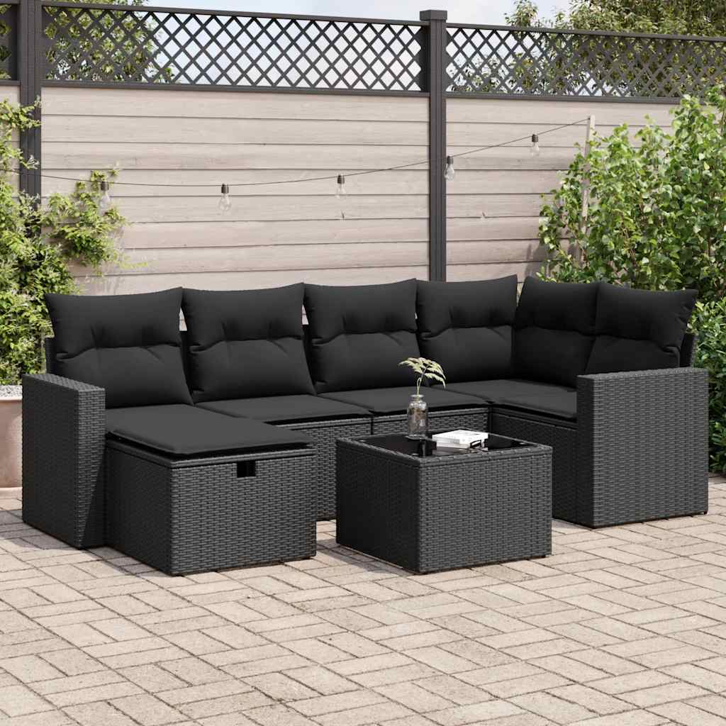 8721158728272_m_en_hd_1 vidaXL 7 Piece Garden Sofa Set with Cushions Black Poly Rattan - Image 1