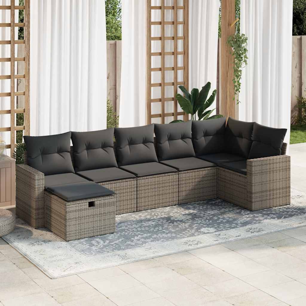 8721158728425_m_en_hd_1 vidaXL 7 Piece Garden Sofa Set with Cushions Grey Poly Rattan - Image 1