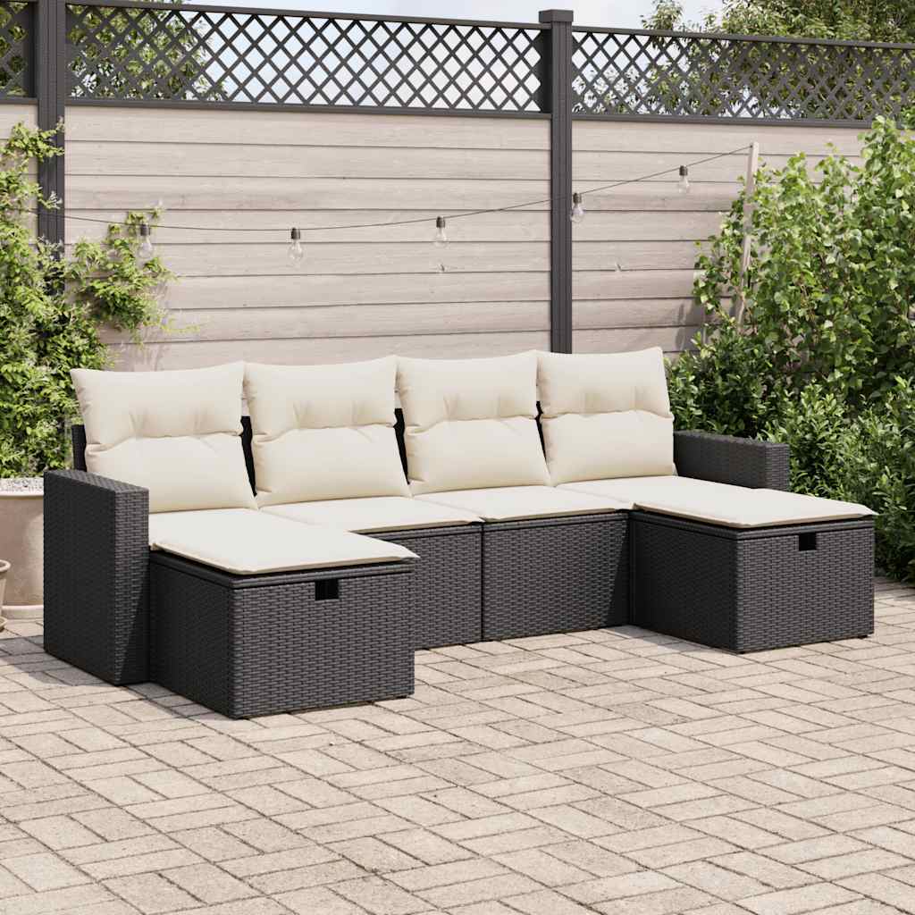 8721158728586_m_en_hd_1 vidaXL 6 Piece Garden Sofa Set with Cushions Black Poly Rattan - Image 1