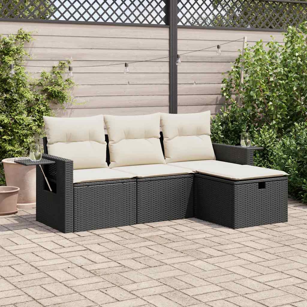 8721158728883_m_en_hd_1 vidaXL 4 Piece Garden Sofa Set with Cushions Black Poly Rattan - Image 1