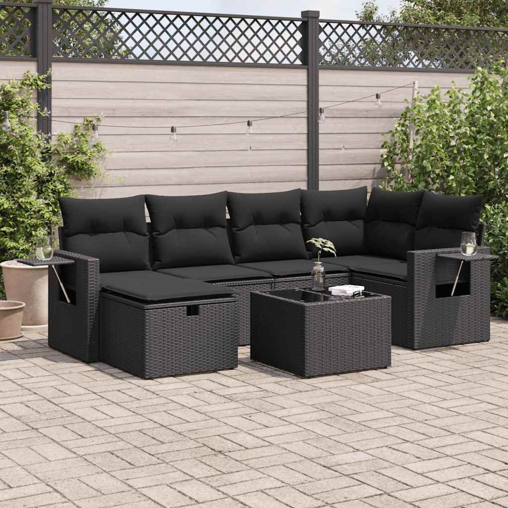 8721158729279_m_en_hd_1 vidaXL 7 Piece Garden Sofa Set with Cushions Black Poly Rattan - Image 1